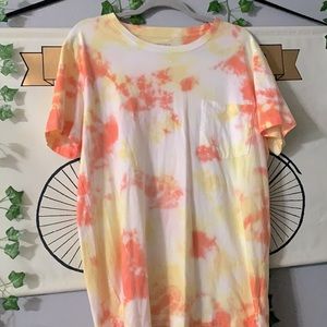 PINK orange and yellow tie dye tee